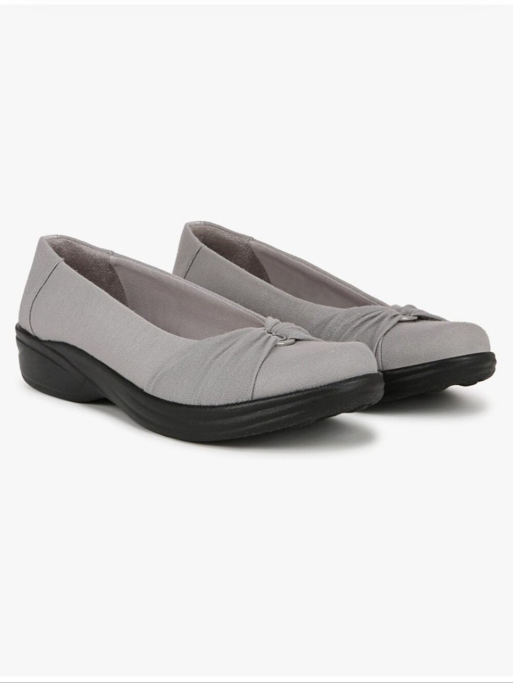 Bzees Paige Grey Shimmer Slip-On Comfort Flats
